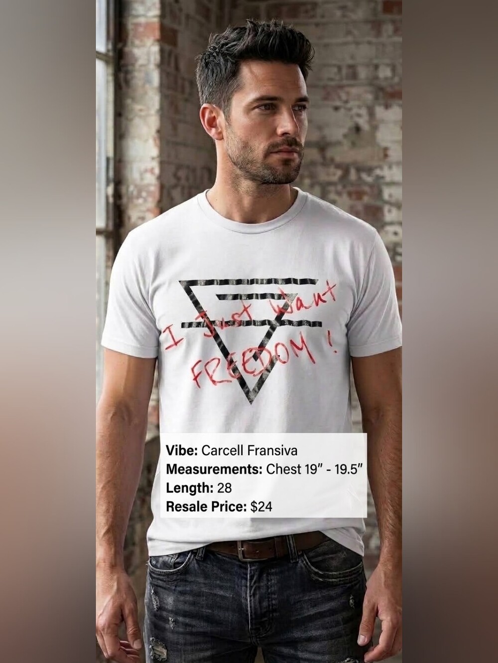 Carcell Fransiva Men’s White Graphic Tee - Freedom Print